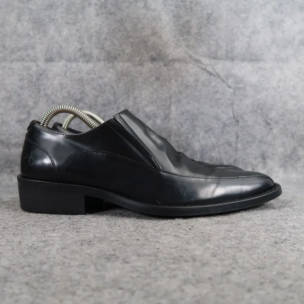 John Fluevog Shoes Mens 7.5 Loafer Slip On Black Leather Diamond Classic Vintage